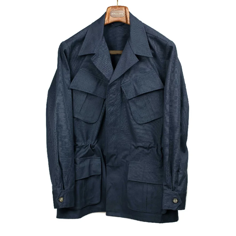 Functional Tech Jacket-Jungle jacket in navy British cotton canvas