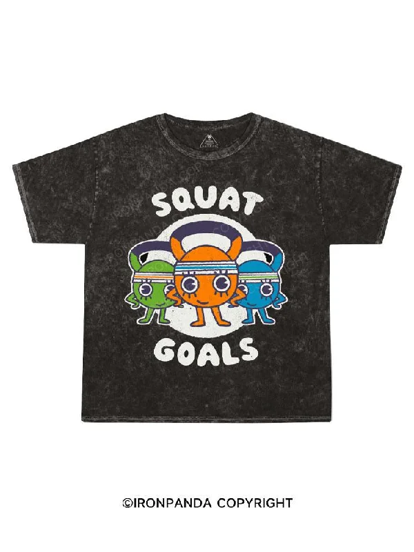 Summer Vacation T-shirt-Squat Goals Kids Washed T-Shirt