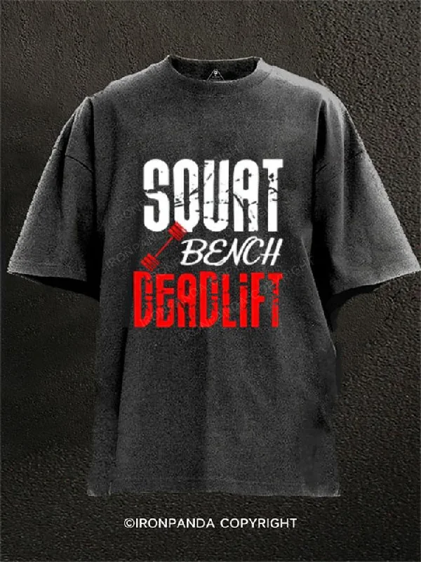 Vintage Band T-shirt-SQUAT BENCH DEADLIFT Washed Gym Shirt