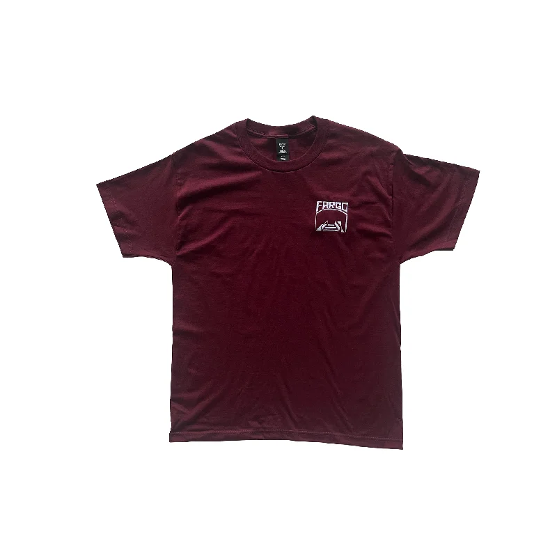 Tropical Print T-shirt-Fargo Emblem Embroidered Tee - Burgundy