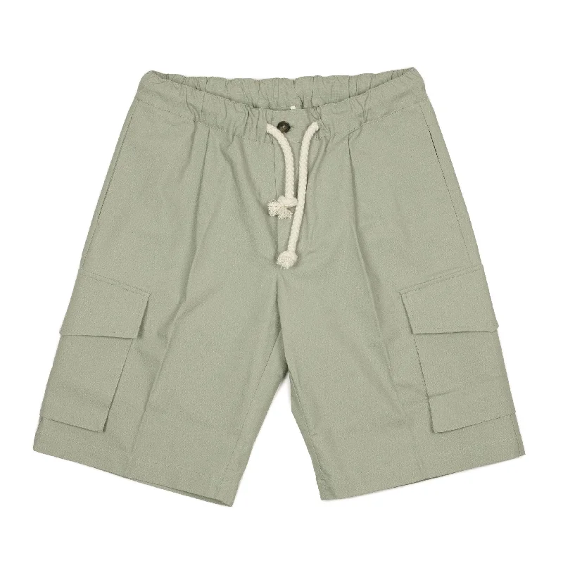 Summer Camp Shorts-AAtrio drawstring easy shorts in sage green cotton ripstop