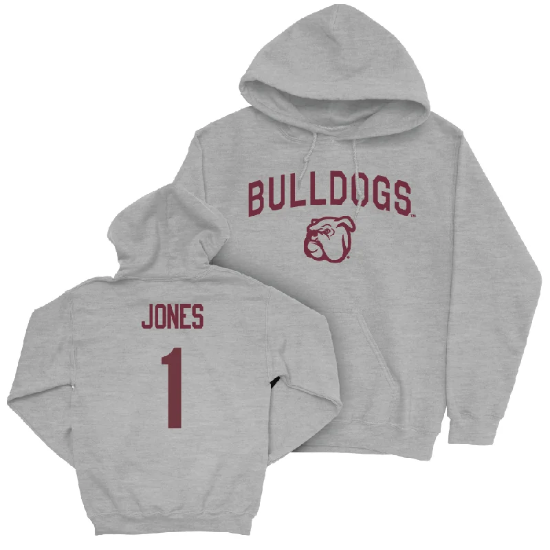 Stylish Hoodie For Women-Sport Grey Football Bulldogs Hoodie - Kelley Jones