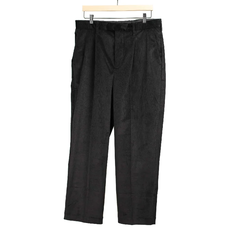 Custom Name Joggers-Simple straight leg trousers in black cotton microcorduroy