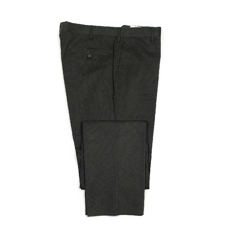 Classic Black Pants-Flat-front trousers in charcoal grey cotton twill