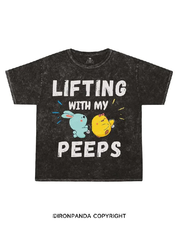 Personalized Printed T-shirt-Lifting with my Peeps Kids Washed T-Shirt