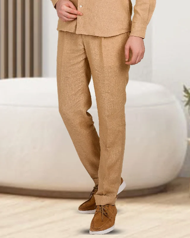 Classic Formal Pants-Golden Linen Dress Pant