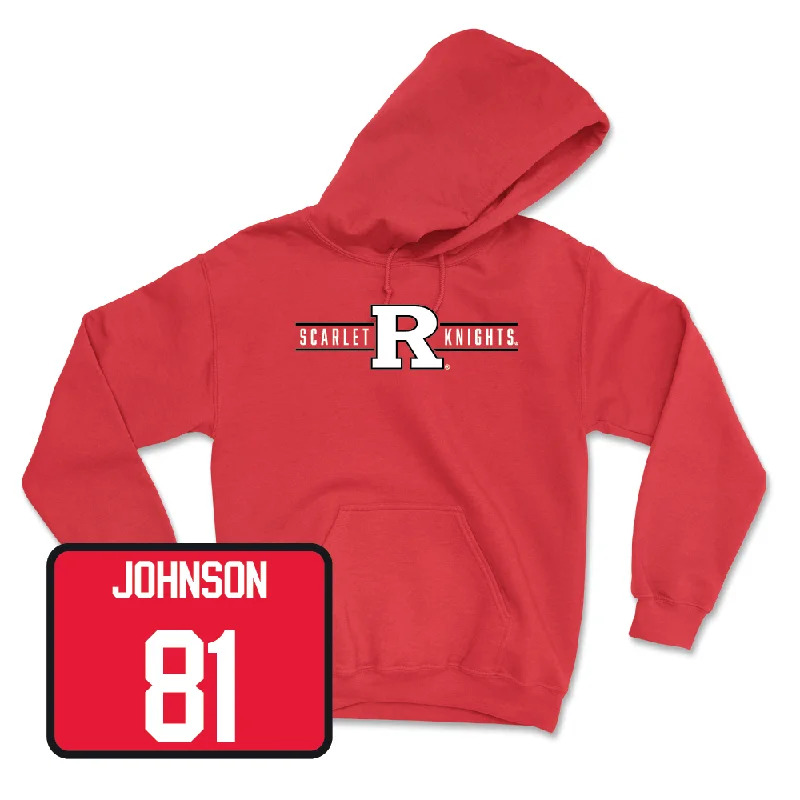 Eco-friendly Cotton Hoodie-Red Football Scarlet Knights Hoodie - Deondre Johnson