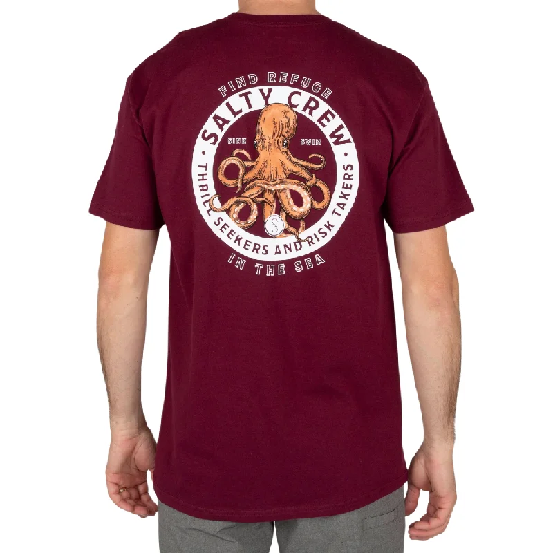 Graphic T-shirt For Kids-Salty Crew Deep Reach Short Sleeve T-Shirt - Burgundy