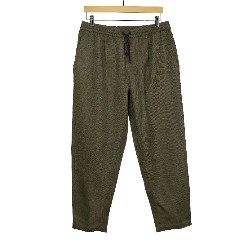 Comfortable Cargo Joggers-Drawstring trousers in forest green wool gabardine