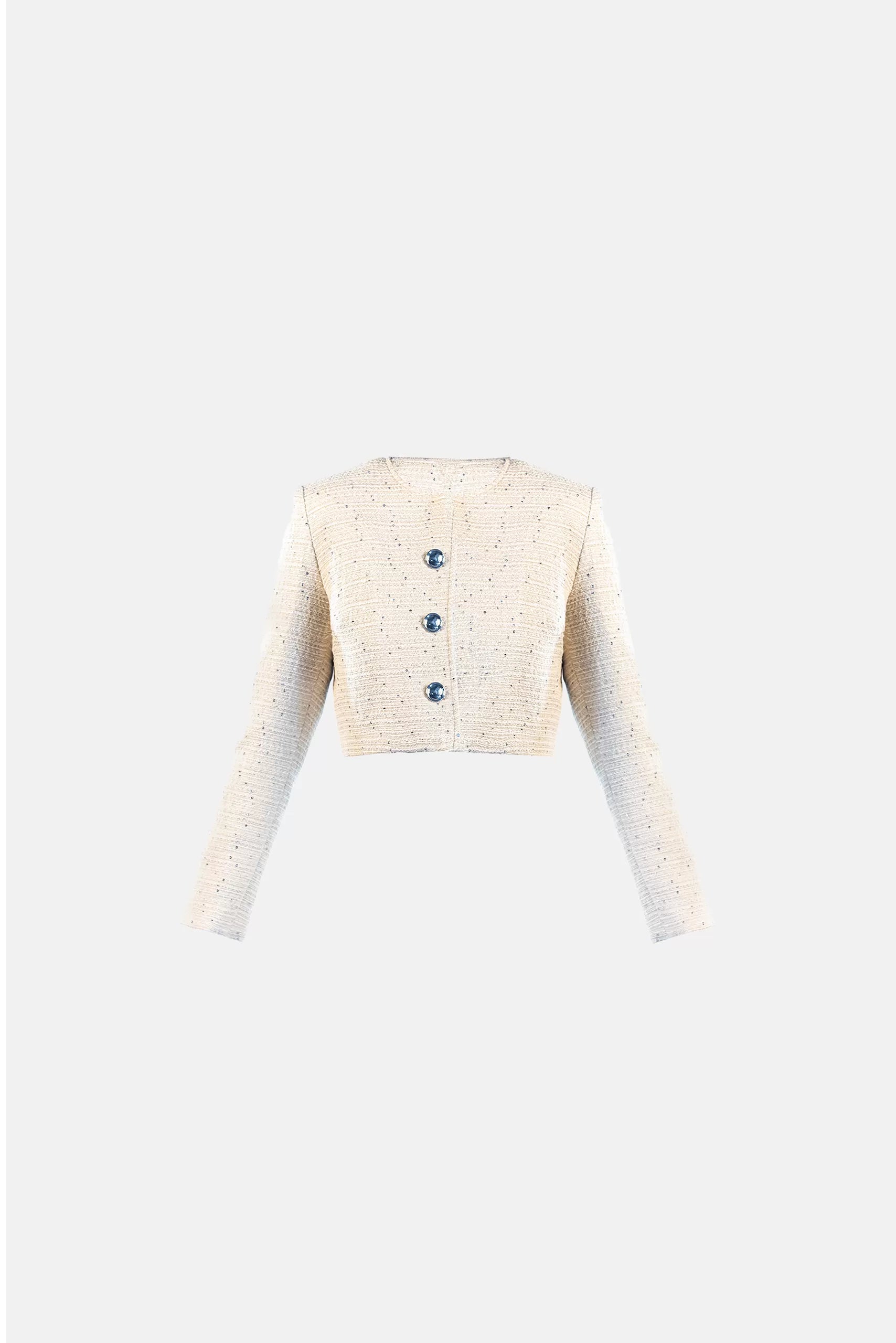 Quilted Down Jacket-Cropped Jacket Betsy in Vanilla