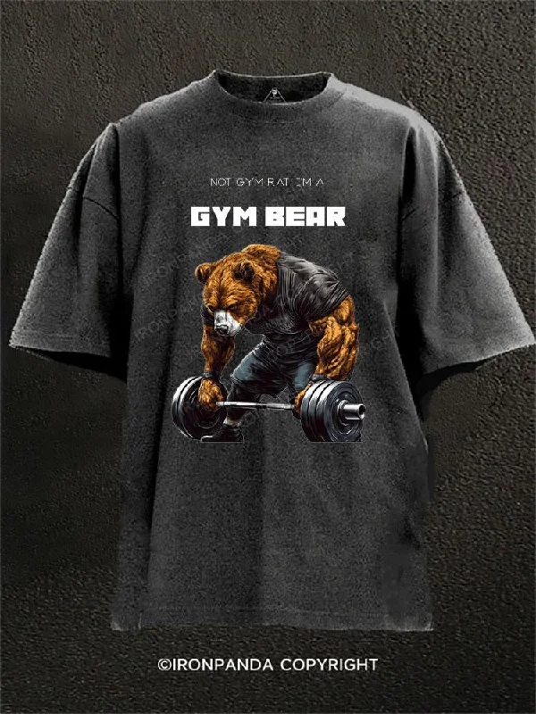 Art Print T-shirt-Not Gym Rat. I'm A Gym Bear Washed Gym Shirt