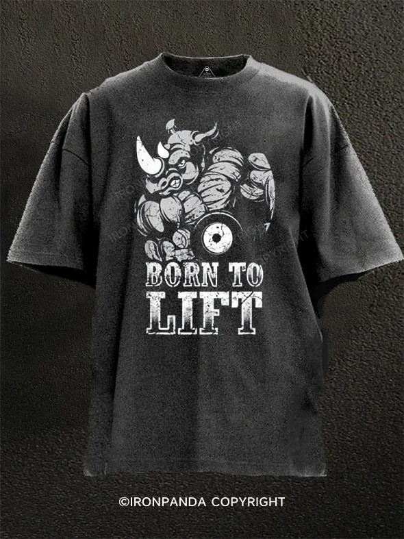 Personalized Printed T-shirt-Born To Lift Rhino Washed Gym Shirt