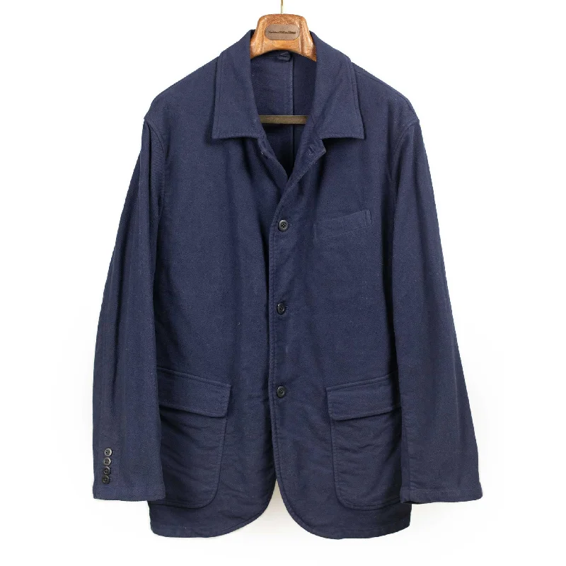 Trendy Puffer Jacket-Chore blazer in garment dyed blue stretch cotton brushed twill