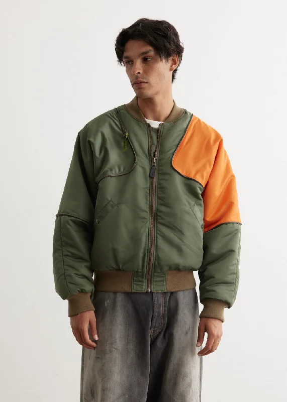 Zip-front Utility Jacket-MA-1 Nylon SHAM BOMBER Jacket