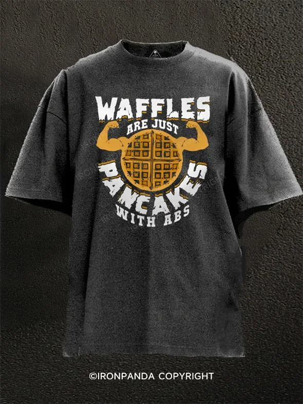 Printed Oversized T-shirt-Waffles Are Just Pancakes With Abs Washed Gym Shirt