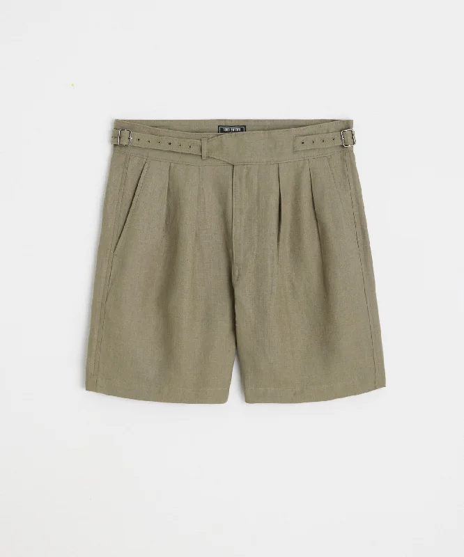 Comfortable Lounge Shorts-7" Irish Linen Gurkha Short in Faded Surplus