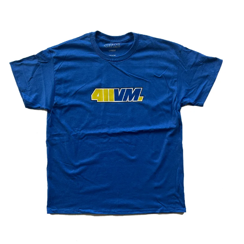 Graphic Tee For Casual Wear-411VM Yellow/Blue Logo Tee - Royal Blue