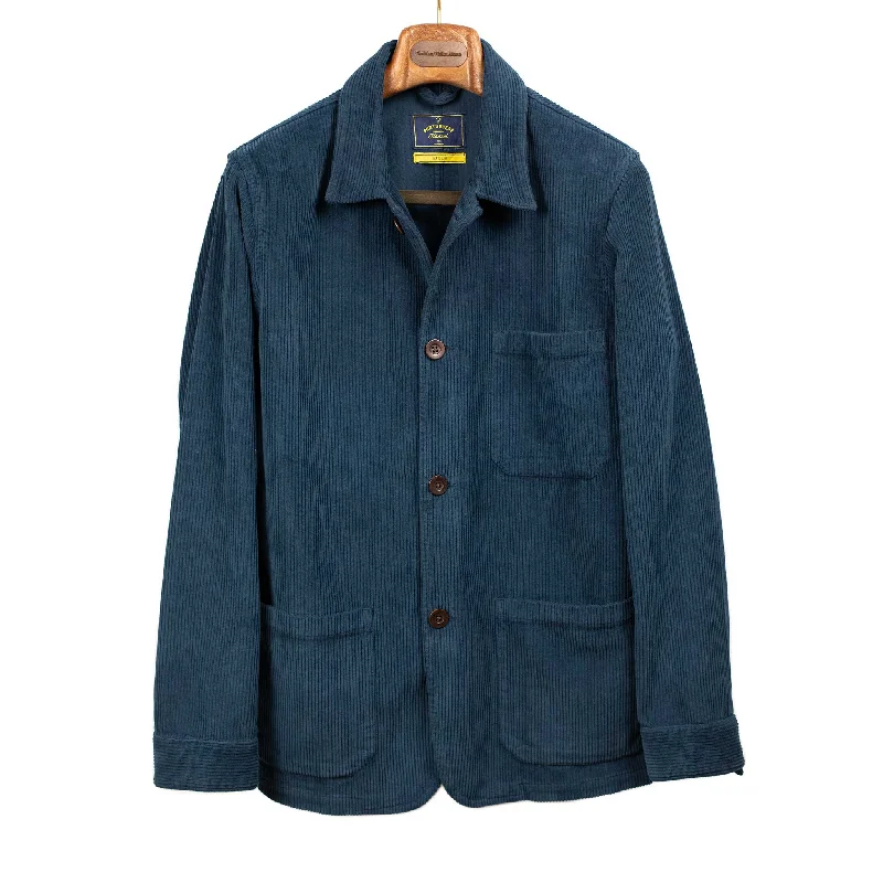 Trendy Varsity Jacket-Labura chore coat in navy cotton corduroy