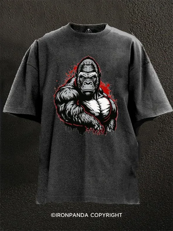 Sustainable Fashion T-shirt-Muscle gorilla Washed Gym Shirt