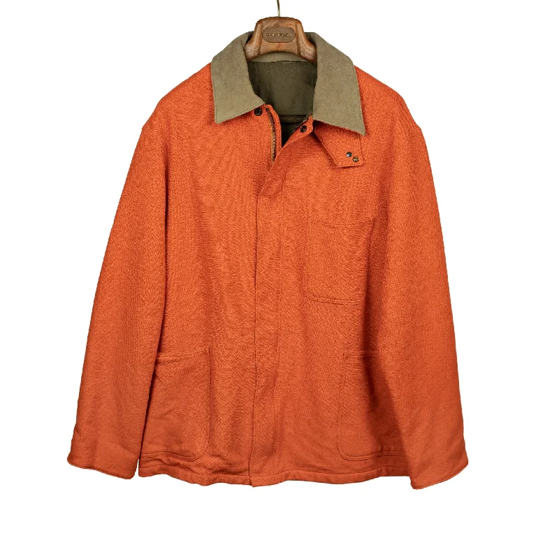 Sporty Outdoor Jacket-Chore jacket in orange cotton/linen duck canvas