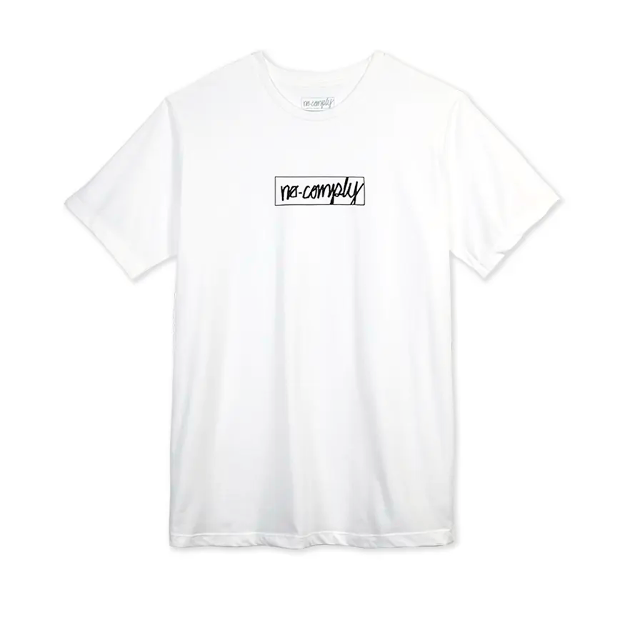 Athletic Fit T-shirt-No-Comply Script Box Tee Shirt - White