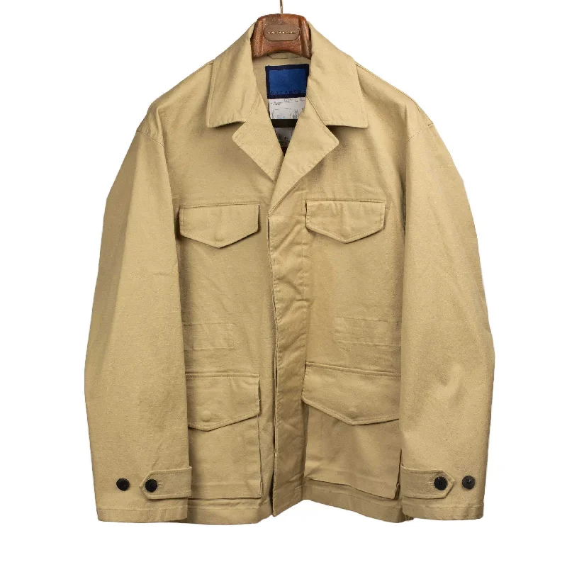 Fashionable Utility Jacket-Field jacket in beige cotton sateen