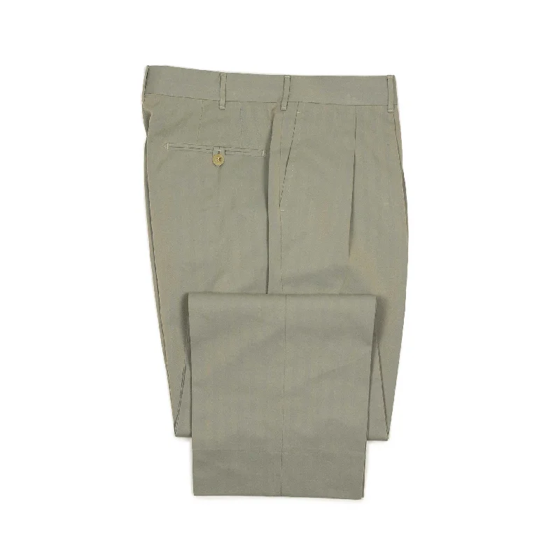 Vintage Slim-fit Pants-Exclusive Brooklyn double-pleated high-rise wide trousers in sage cotton Solaro