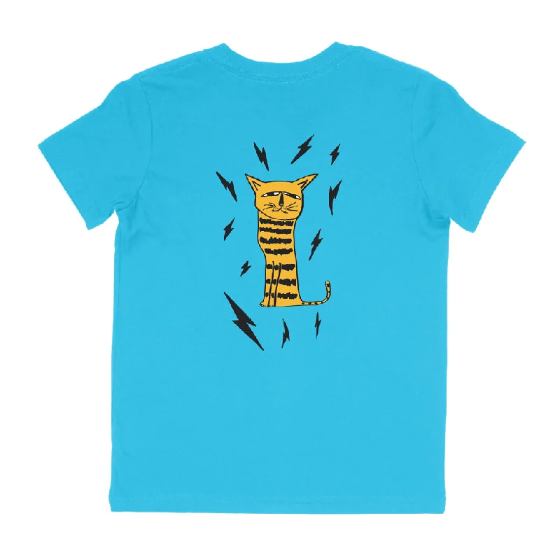 Custom Print T-shirt-YOUTH | Tabby Lite Tee [Neon Blue]