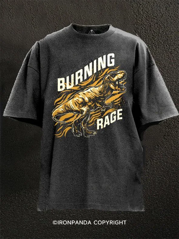 Funny Slogan T-shirt-Burning rage Washed Gym Shirt