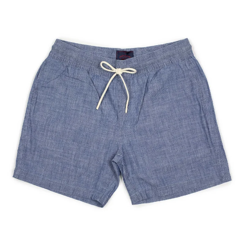 Outdoor Adventure Shorts-Chambray easy shorts in washed blue cotton chambray (restock)