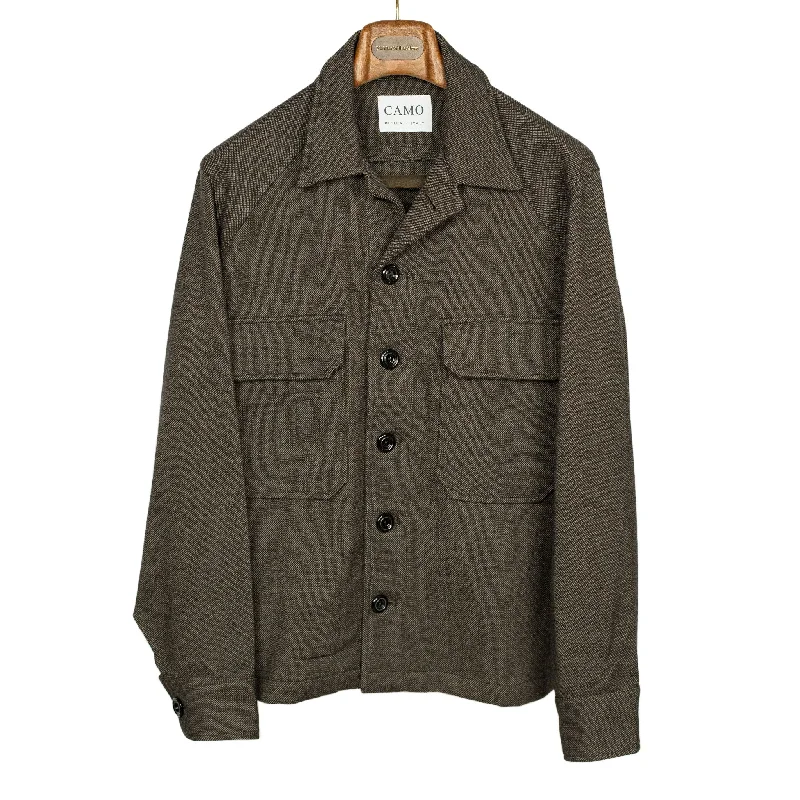 Soft Cotton Jacket-Exclusive Balio shirt jacket in brown and black hopsack wool jacketing