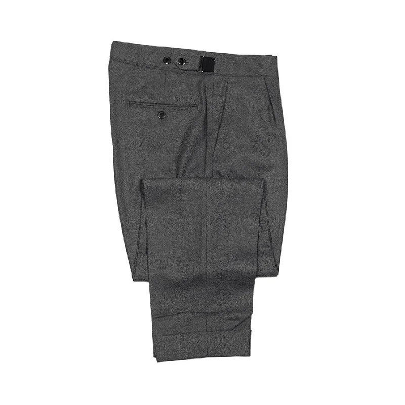 Soft Wool Lounge Pants-Side-tab trouser in mid grey wool flannel