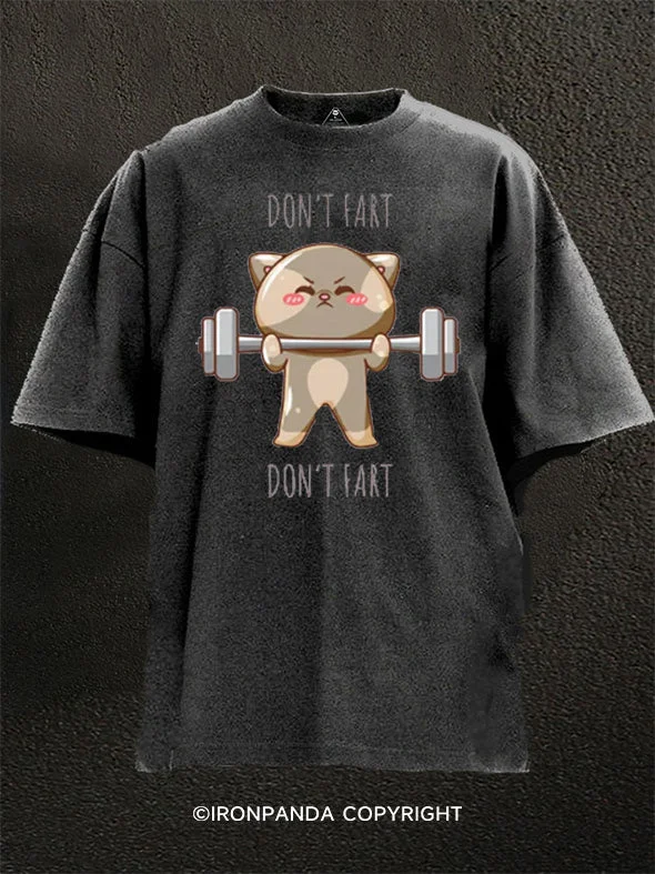 Plain White T-shirt-Cat gains Washed Gym Shirt