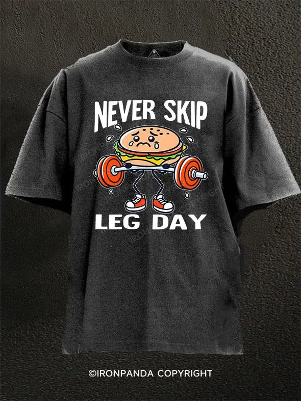 Summer Vacation T-shirt For Kids-never skip leg day Washed Gym Shirt