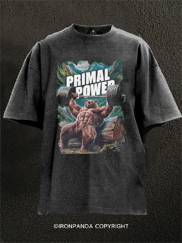 High-quality Printed T-shirt-PRIMAL POWER Washed Gym Shirt