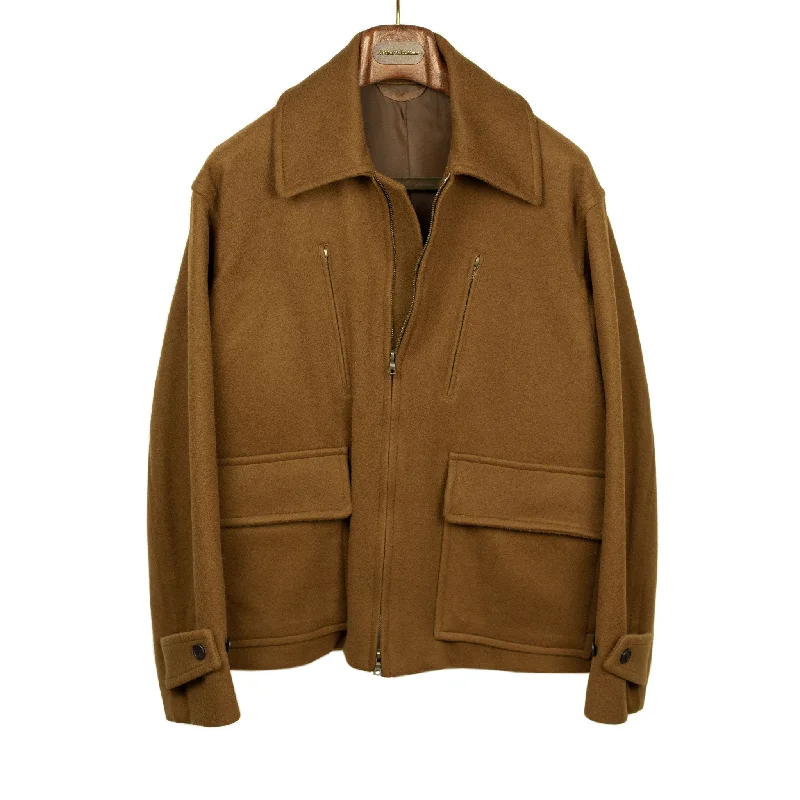 Classic Bomber Jacket-Flight jacket in camel melton wool