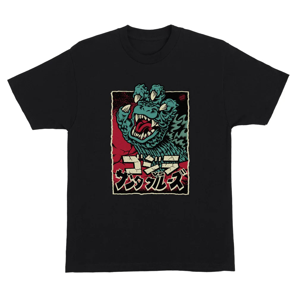 Graphic T-shirt For Kids-Santa Cruz Tee Godzilla Hand Front Black