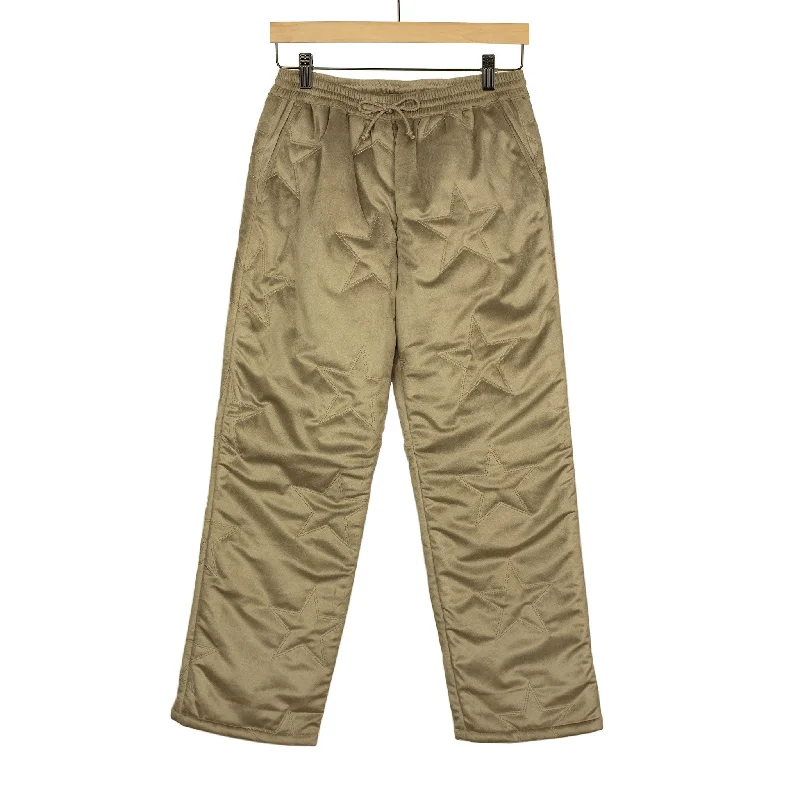 Lightweight Cotton Chinos-Drawstring trousers in beige star stitched cotton velvet