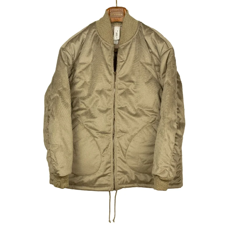 Fashionable Utility Jacket-Blouson jacket in beige star stitched cotton velvet