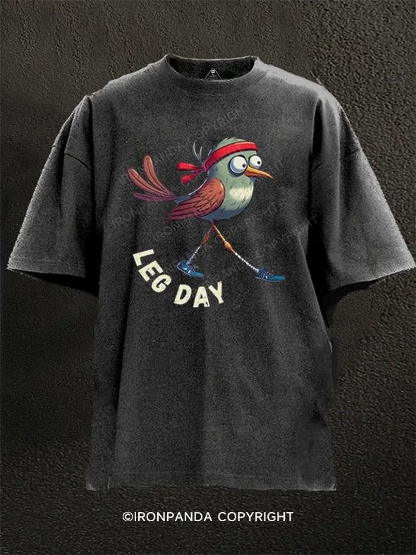 Cool Graphic T-shirt-Leg Day Bird Washed Gym Shirt