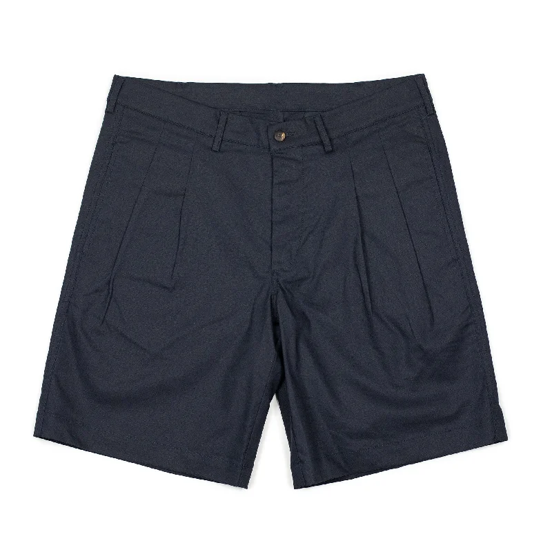 Colorful Activewear Shorts-Aaza pleated shorts in navy linen cotton