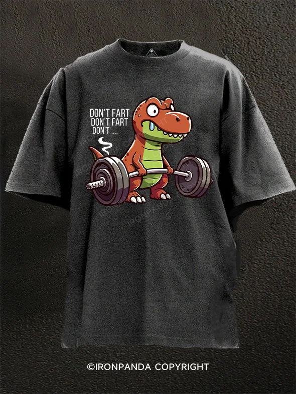 Athletic Fit T-shirt-T-Rex Don't Fart Washed Gym Shirt