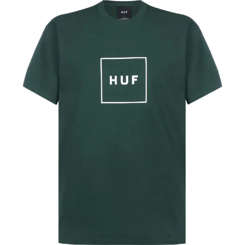 Sustainable Fashion T-shirt-Huf Essentials Box Logo Short Sleeve T-Shirt - Dark Green