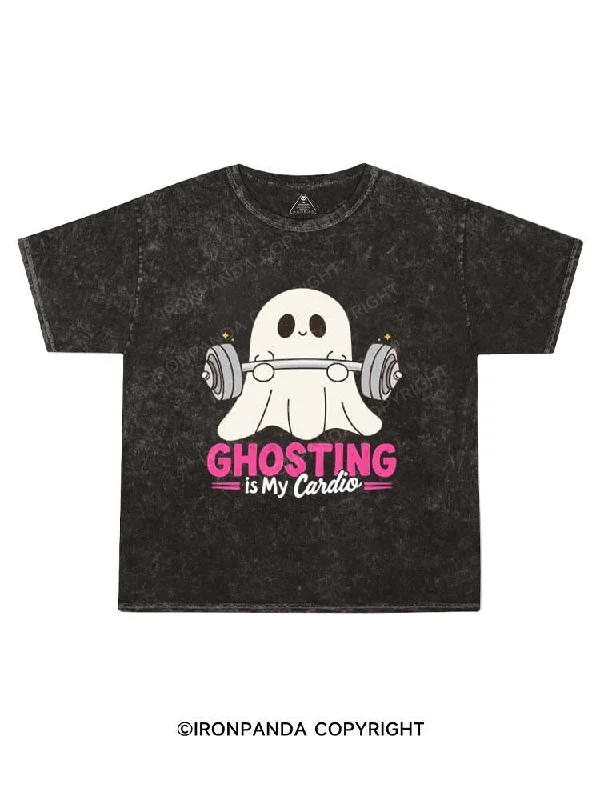 90s Graphic T-shirt-GHOSTING IS MY CARDIO Kids Washed T-Shirt