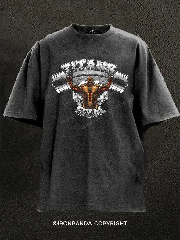 Sports-themed Graphic T-shirt-Titans Gym Washed Gym Shirt