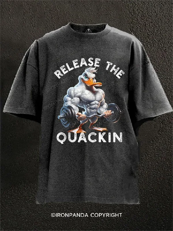 T-shirt With Modern Design-Release The Quackin Washed Gym Shirt