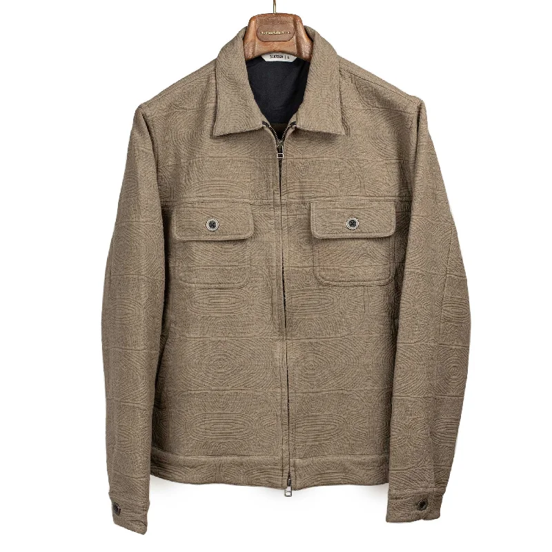 Casual Wool Blend Jacket-Zen garden mechanic jacket in taupe cotton (10th anniversary capsule)