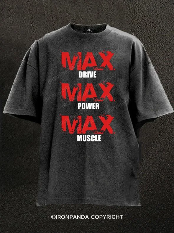 Tie-dye T-shirt-max drive max power max muscle Washed Gym Shirt