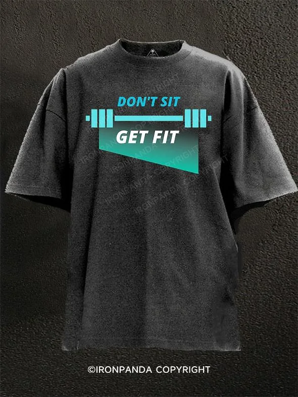 Vintage Logo T-shirt-Don't sit get fit Washed Gym Shirt