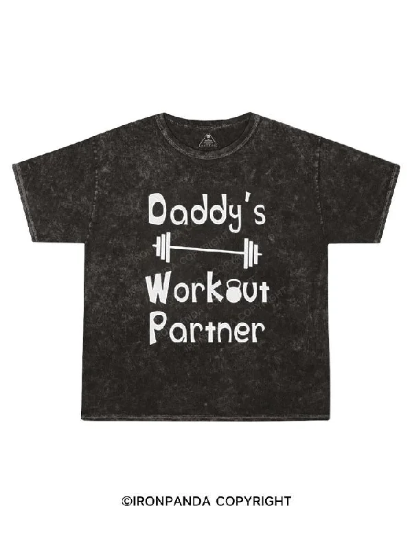 Minimalist Graphic T-shirt-Daddy's Workout Partner Kids Washed T-Shirt